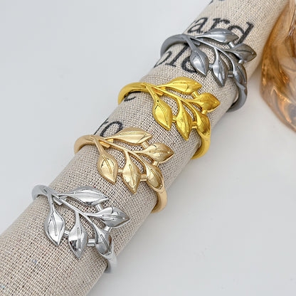 Elegant Electroplated Alloy Maple Leaf Napkin Ring for Dinner Parties