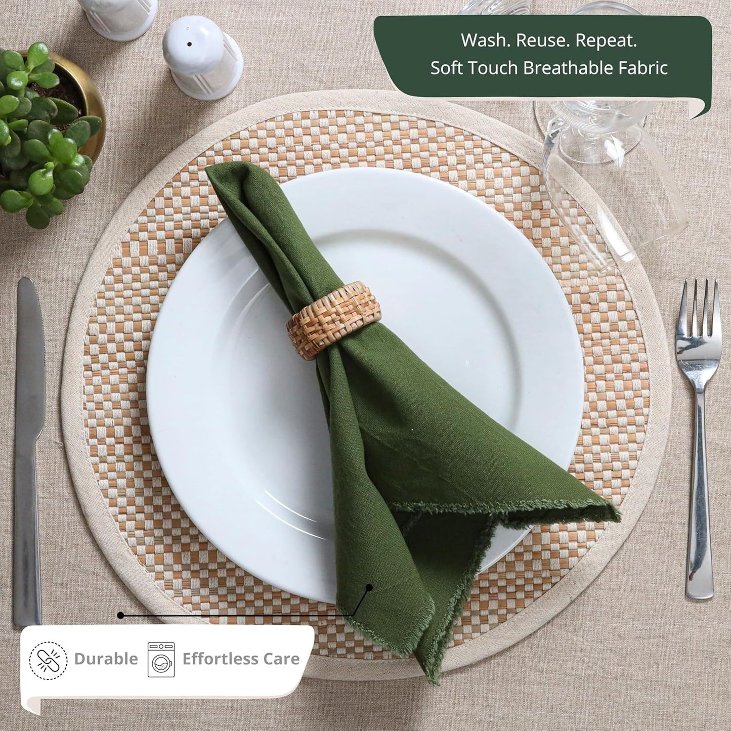 Elegant Cotton Linen Napkins Placemats, Simple Nordic Table Decor, 45x45cm Square