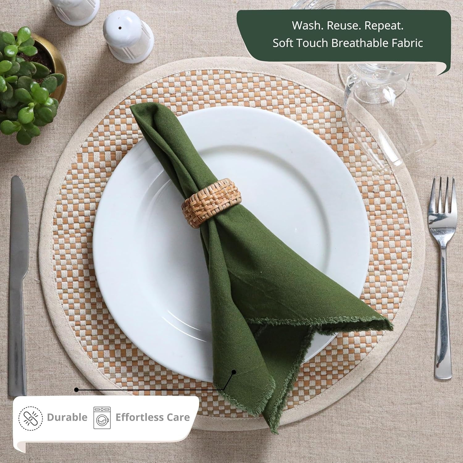 Elegant Cotton Linen Napkins Placemats, Simple Nordic Table Decor, 45x45cm Square