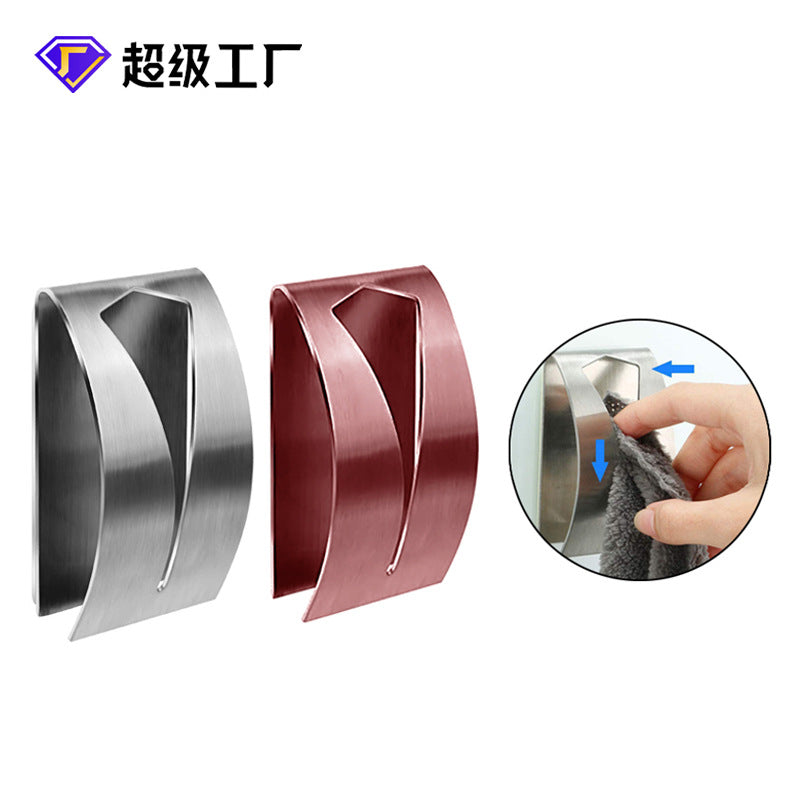 Durable Stainless Steel No-Punch Single Door Hook for Towels & Clothes