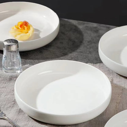 Elegant Nordic White Ceramic Deep Plate for Modern Home Dining & Serving