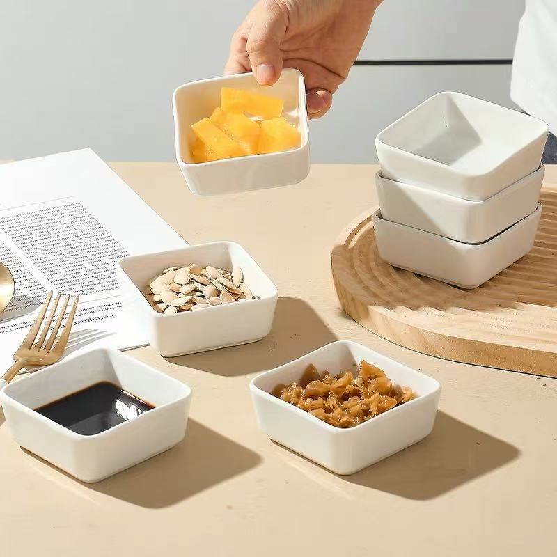 Square Ceramic Dipping Sauce Plate - Household Soy Vinegar Snack Dish