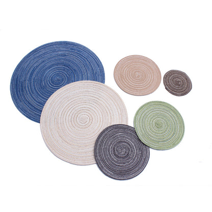 Nordic Woven Cotton Gauze Round Placemat Coaster | Heat-Proof Dining Table Mat