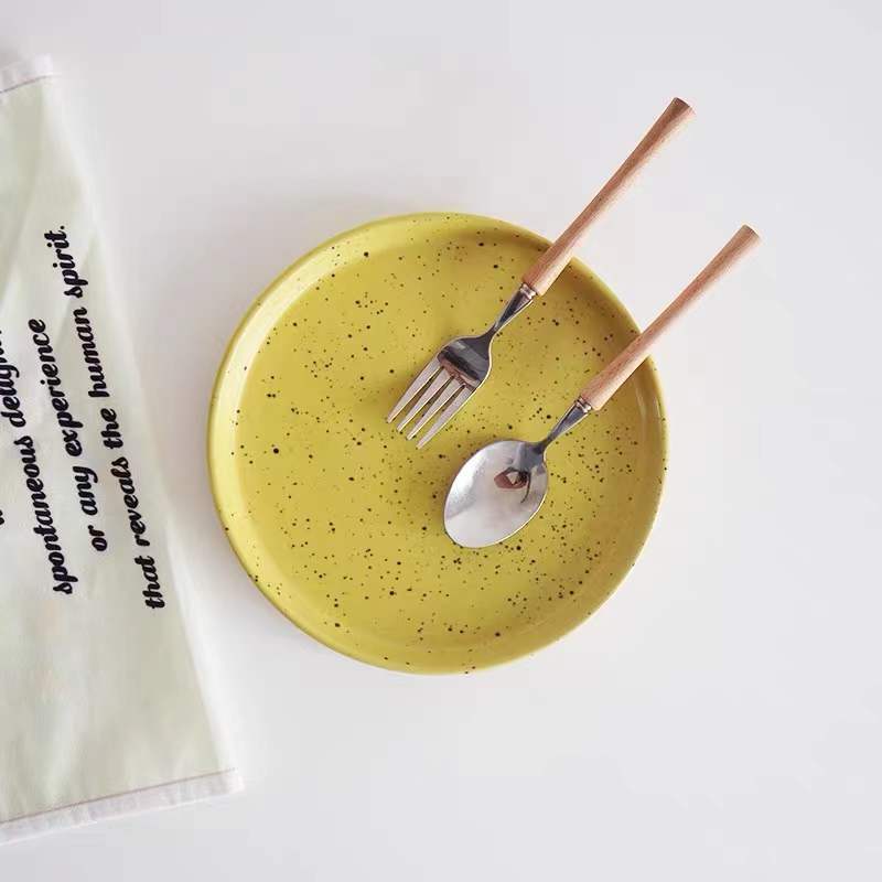 Elegant Korean INS Splashing Ink Ceramic Plate for Modern Dining