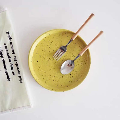 Elegant Korean INS Splashing Ink Ceramic Plate for Modern Dining