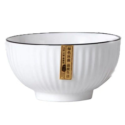 Japanese Nordic Ceramic Bowls & Plates - Elegant Vertical Stripe Design