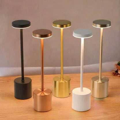 Modern Retro Metal LED Table Lamp, Touch Dimmable Night Light, USB Rechargeable
