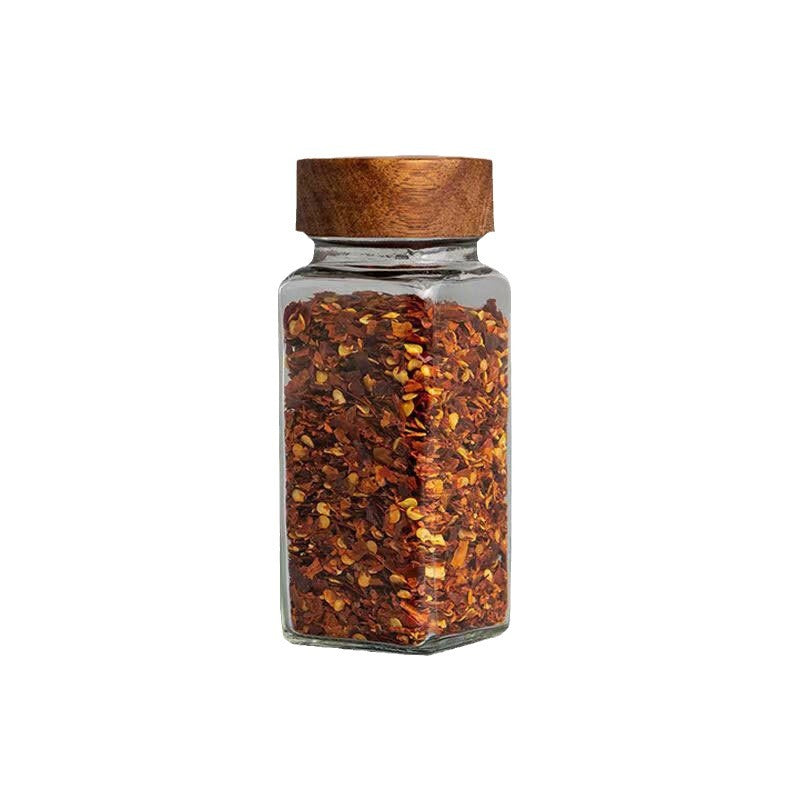 Versatile Square Glass Spice Jars with Assorted Lids - 120/180ml Kitchen Storage