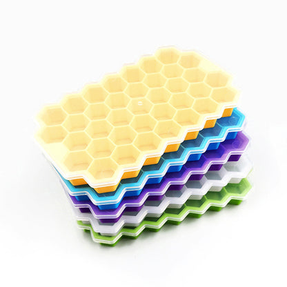 Flexible Silicone Honeycomb Ice Cube Tray with Lid - 37 Easy Release Cells