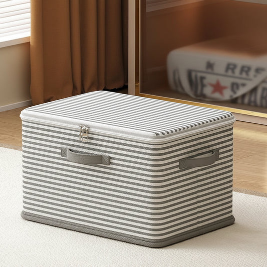 Large Capacity Foldable Green Stripe Storage Box for Clothes & Dorm