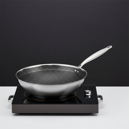 Honeycomb Stainless Steel Wok: Non-Stick, No Coating, Thick Three-Layer Stir-Fry