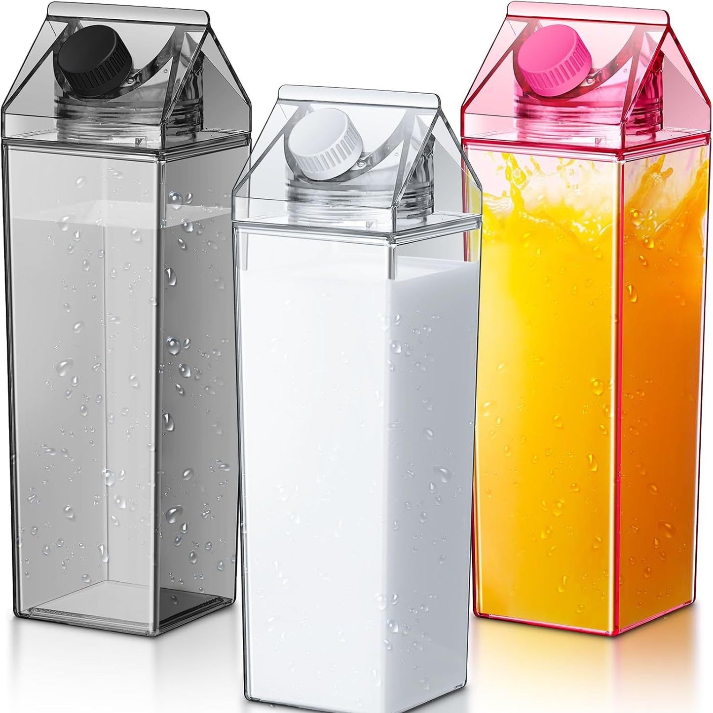 Creative Square Milk Carton Water Bottle - 1000ml Portable Reusable PS Drinkware
