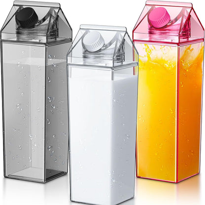 Creative Square Milk Carton Water Bottle - 1000ml Portable Reusable PS Drinkware