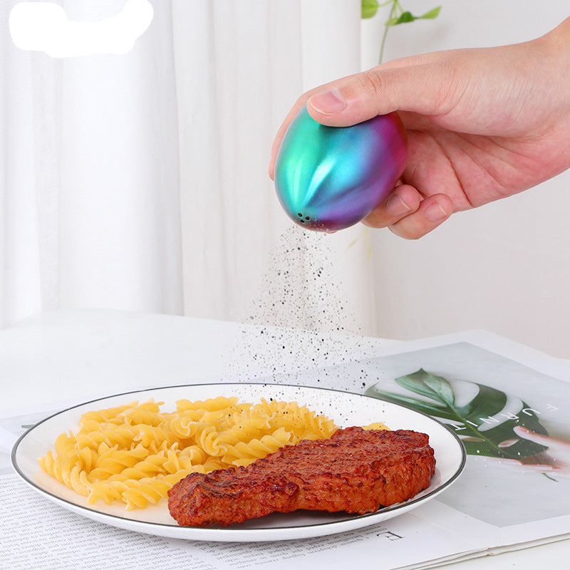Stainless Steel Egg-Shaped Seasoning Shaker, Three-Hole Kitchen Spice Dispenser