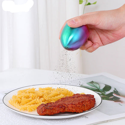 Stainless Steel Egg-Shaped Seasoning Shaker, Three-Hole Kitchen Spice Dispenser