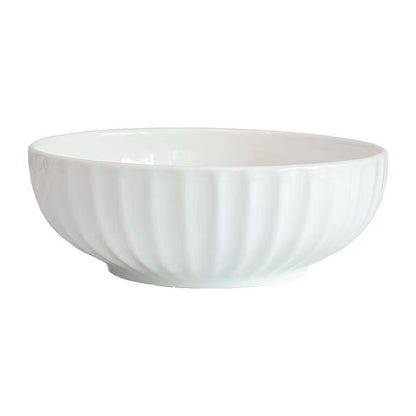 Pure White Ceramic Pumpkin Soup Bowl - Large Home Tableware