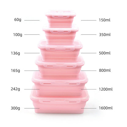 Foldable Silicone Lunch Container, Portable Microwave Bento Box, Square Food Storage