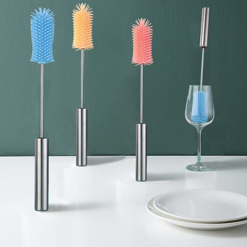 Automatic Press-Type Rotary Bottle & Glass Cleaning Brush for Home Use