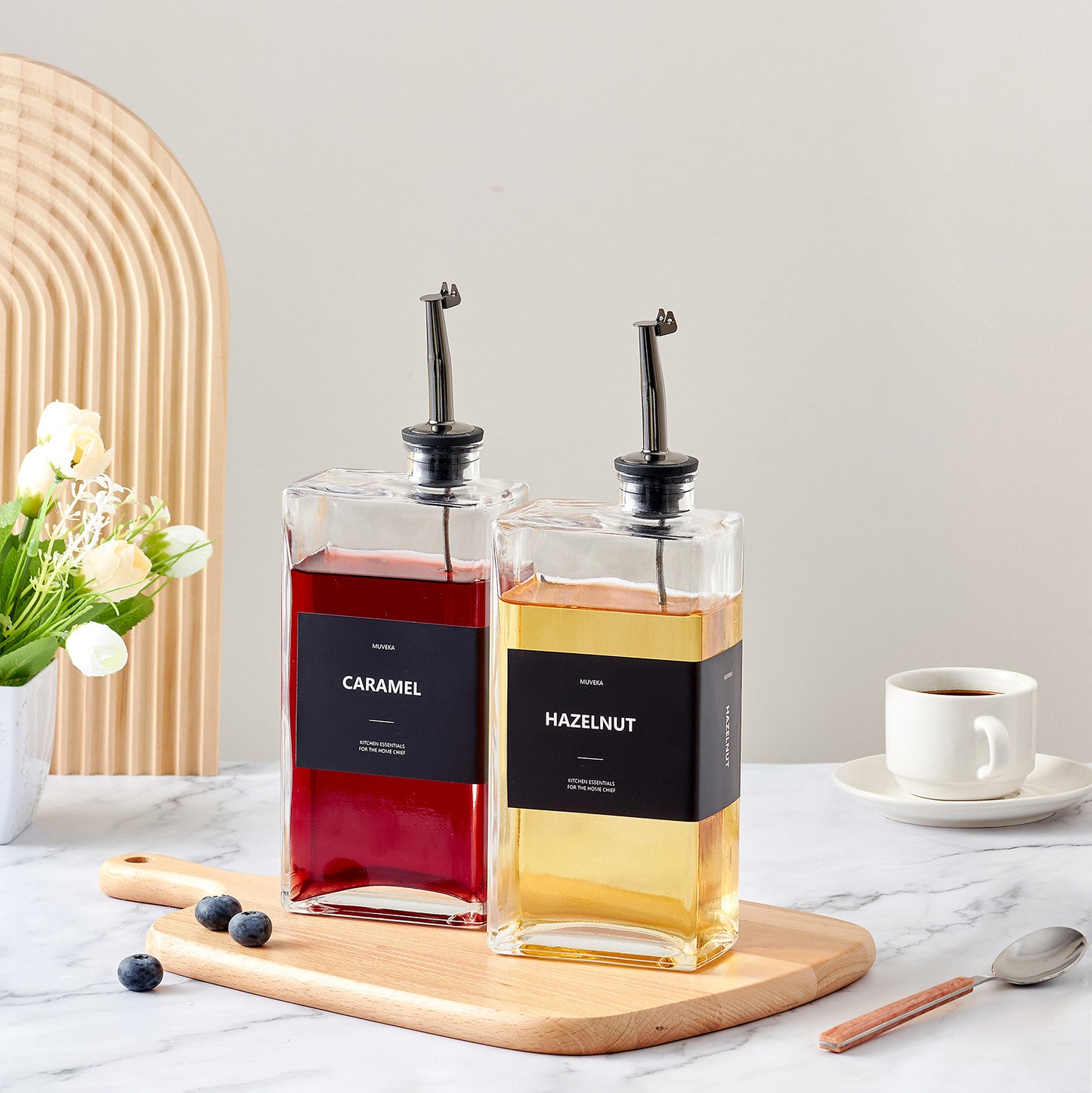 Modern Square Glass Oil Dispenser Bottle - 500ml Kitchen Cruet