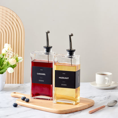 Modern Square Glass Oil Dispenser Bottle - 500ml Kitchen Cruet