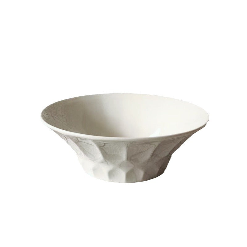 Elegant Nordic Pure White Porcelain 8-Inch Bowl for Soup, Ramen, Salad, Fruit