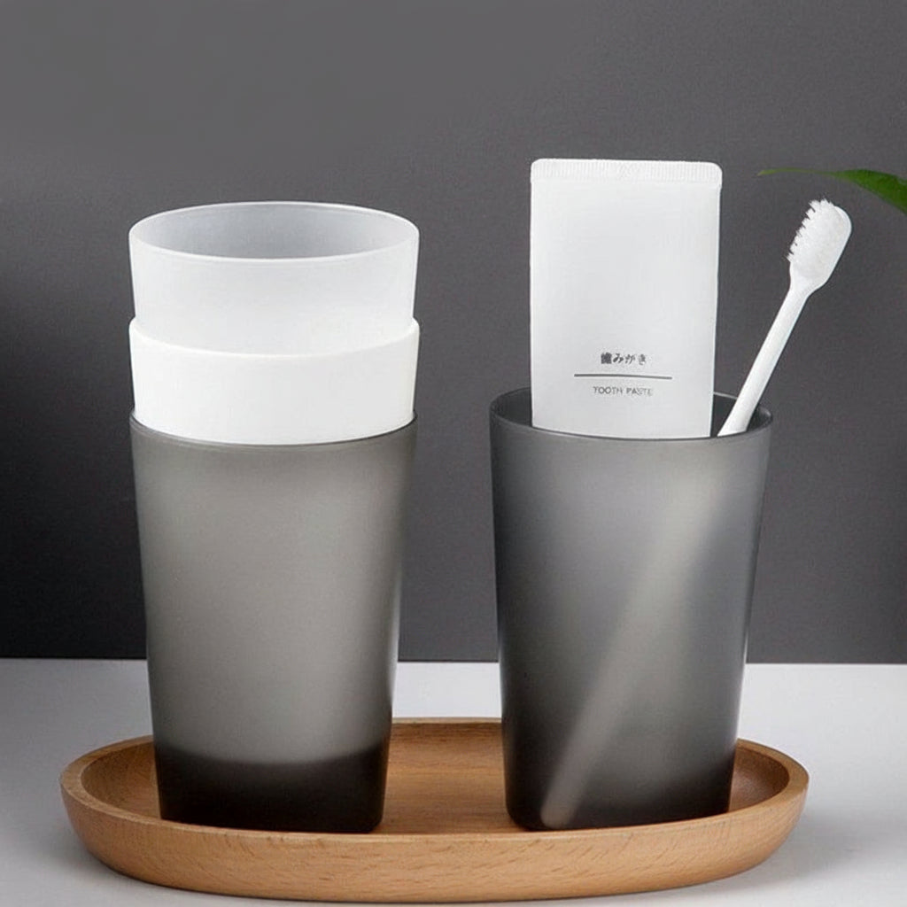 Elegant Modern Transparent Matte Plastic Mouthwash Cup for Home Bathroom