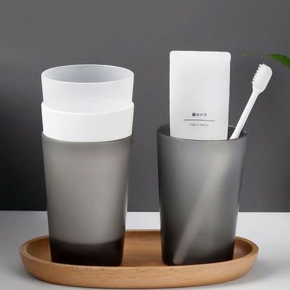Elegant Modern Transparent Matte Plastic Mouthwash Cup for Home Bathroom
