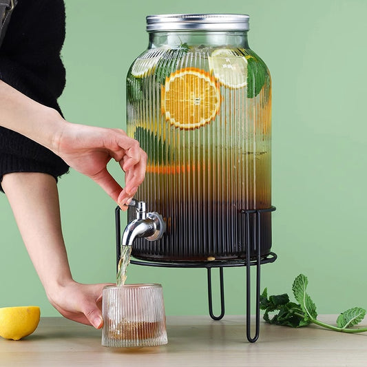 Versatile Glass Beverage Dispenser with Tap & Base for Parties & Home