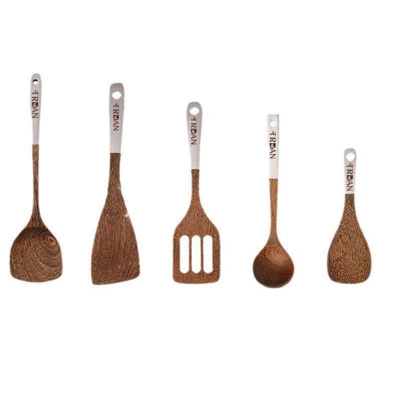 Wenge Wood Non-Stick Kitchen Utensil Set - High-Temperature Spatula & Spoon