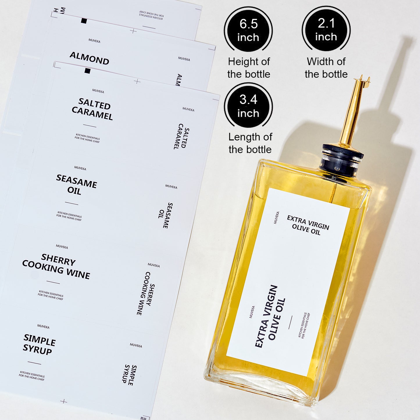 Modern Square Glass Oil Dispenser Bottle - 500ml Kitchen Cruet