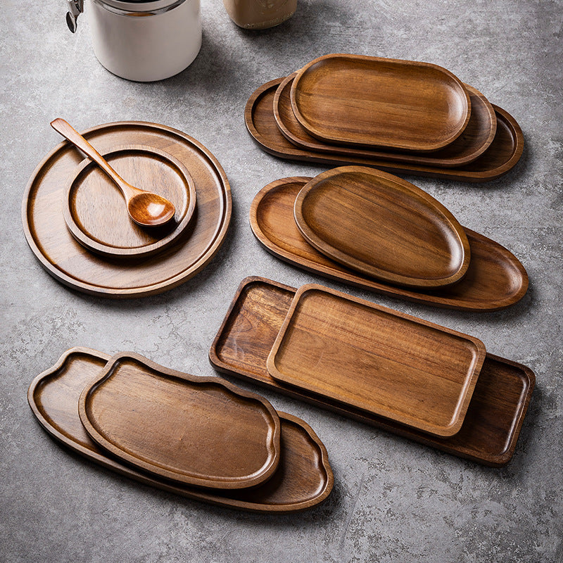 Handcrafted Acacia Wood Japanese Multifunctional Tray for Coffee, Tea, Snacks