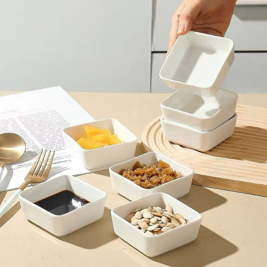 Square Ceramic Dipping Sauce Plate - Household Soy Vinegar Snack Dish