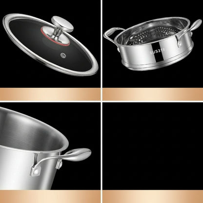 Premium 316L Seven-Layer Stainless Steel Soup/Steamer Cooker Pot