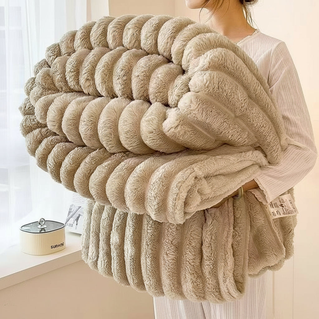 Ultra-Soft Thick Flannel Coral Fleece Blanket: Cozy Plush Warm Home Throw