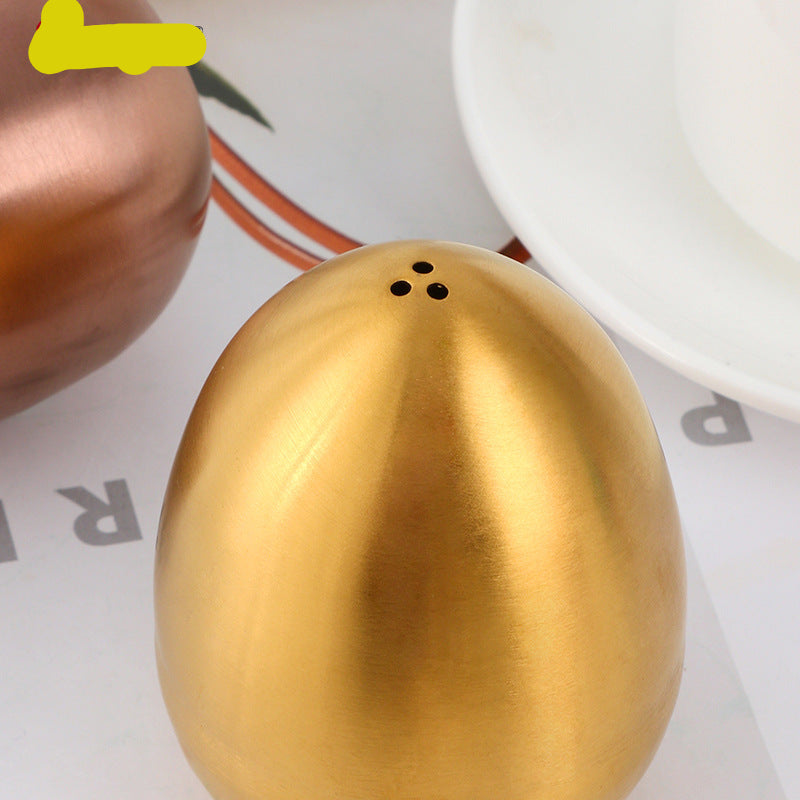 Stainless Steel Egg-Shaped Seasoning Shaker, Three-Hole Kitchen Spice Dispenser