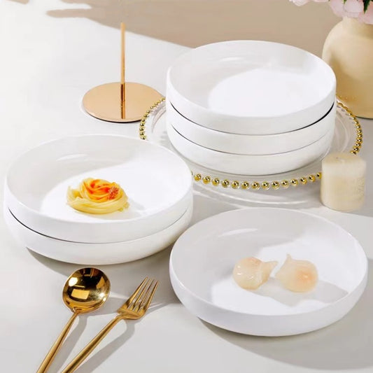 Elegant Nordic White Ceramic Deep Plate for Modern Home Dining & Serving