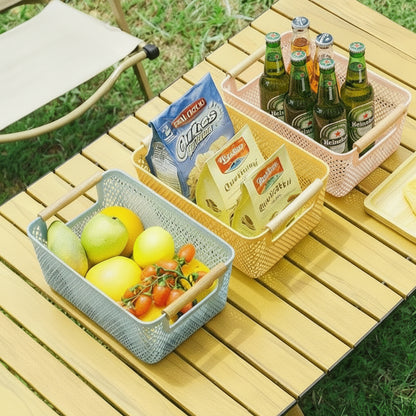 Multipurpose Hollow Plastic Storage Basket with Handles for Home Organization