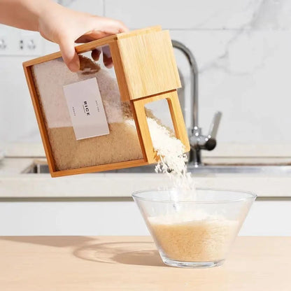 Elegant Bamboo Wood Cereal Dispenser Oatmeal Storage Container for Modern Kitchens