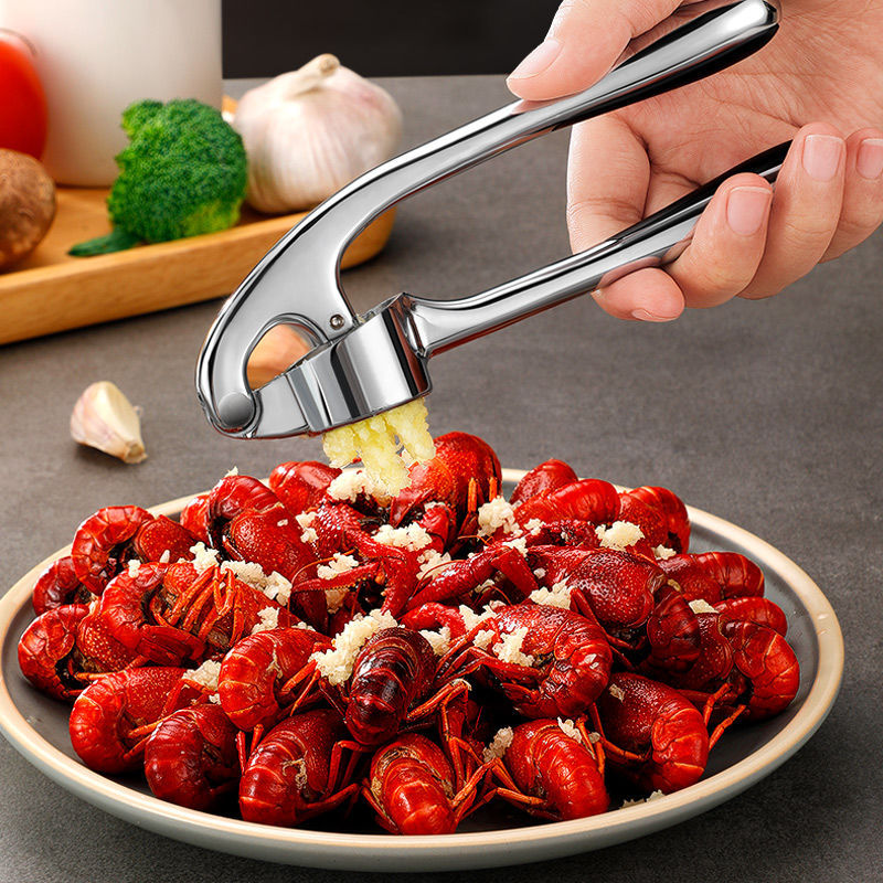 Heavy-Duty Zinc Alloy Manual Garlic Press & Peeler Tool for Kitchen