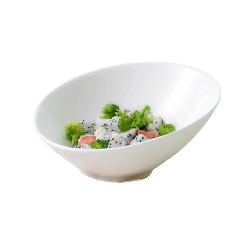 Nordic INS Pure White Ceramic Inclined Bowl for Salad, Pasta, Hotel