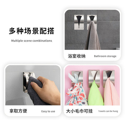 Premium 304 Stainless Steel Adhesive Towel Hook for Bathroom & Kitchen