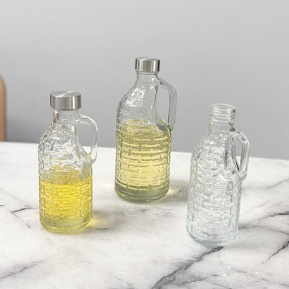 Versatile Large Glass Bottle with Handle for Drinks, Milk, Oil Storage