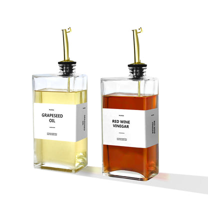 Modern Square Glass Oil Dispenser Bottle - 500ml Kitchen Cruet