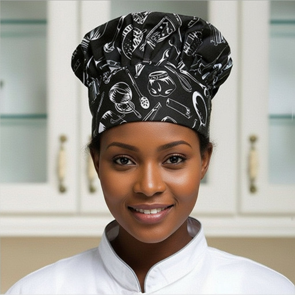 Premium Adjustable Chef Hat for Hotel Restaurant Kitchen Bakery Work Printing