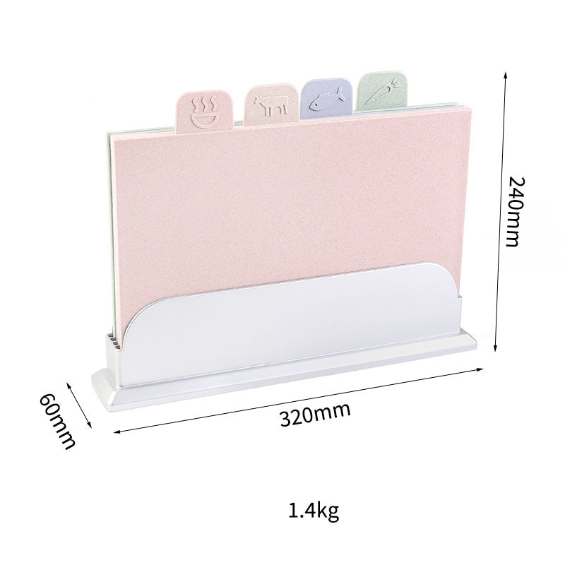 Eco-Friendly Wheat Straw PP Plastic Cutting Board Set with Stand