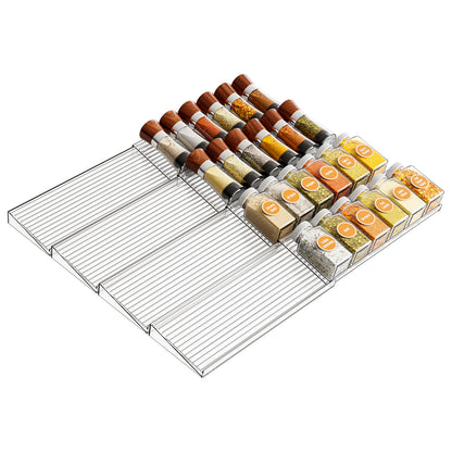 Adjustable Transparent Stepped Multi-Layer Spice Bottle Condiment Storage Rack