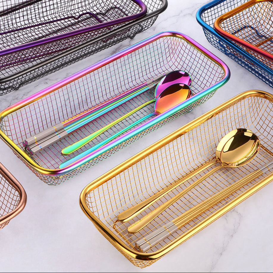 Durable Stainless Steel Antibacterial Chopstick Drying Rack Utensil Holder Kitchen Organizer