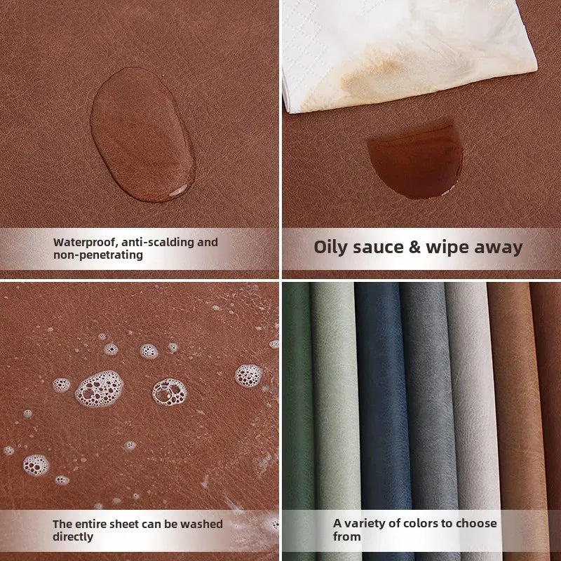 Premium Double-Layer PVC Leather Square Table Mat - Waterproof & Heat Insulated