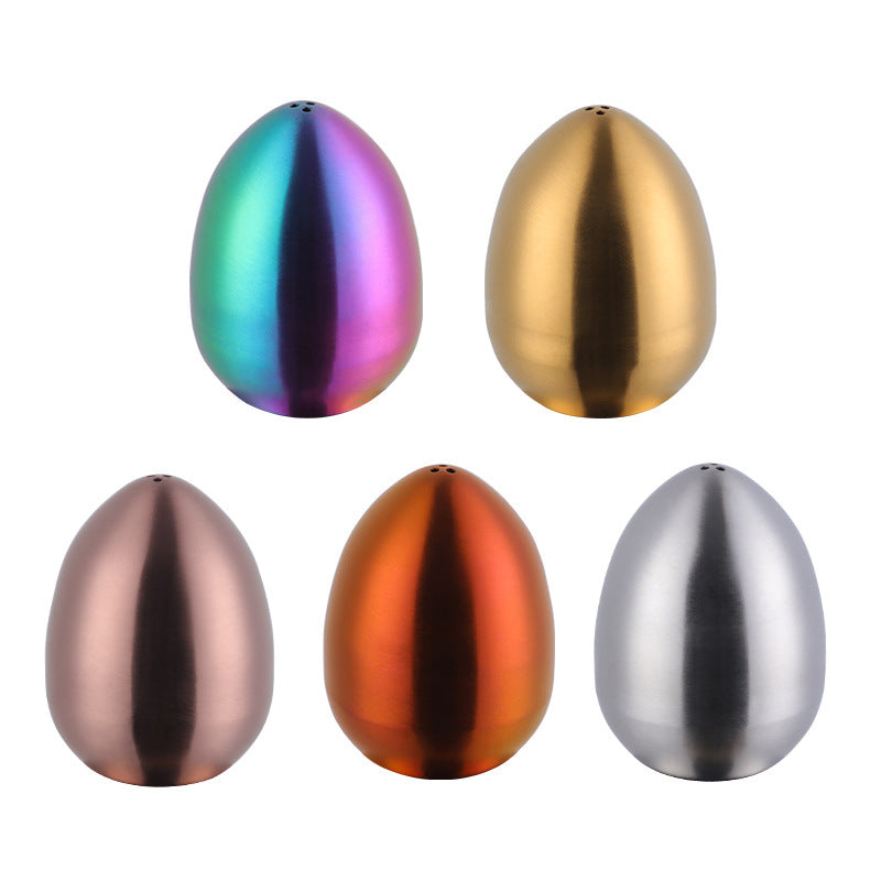 Stainless Steel Egg-Shaped Seasoning Shaker, Three-Hole Kitchen Spice Dispenser
