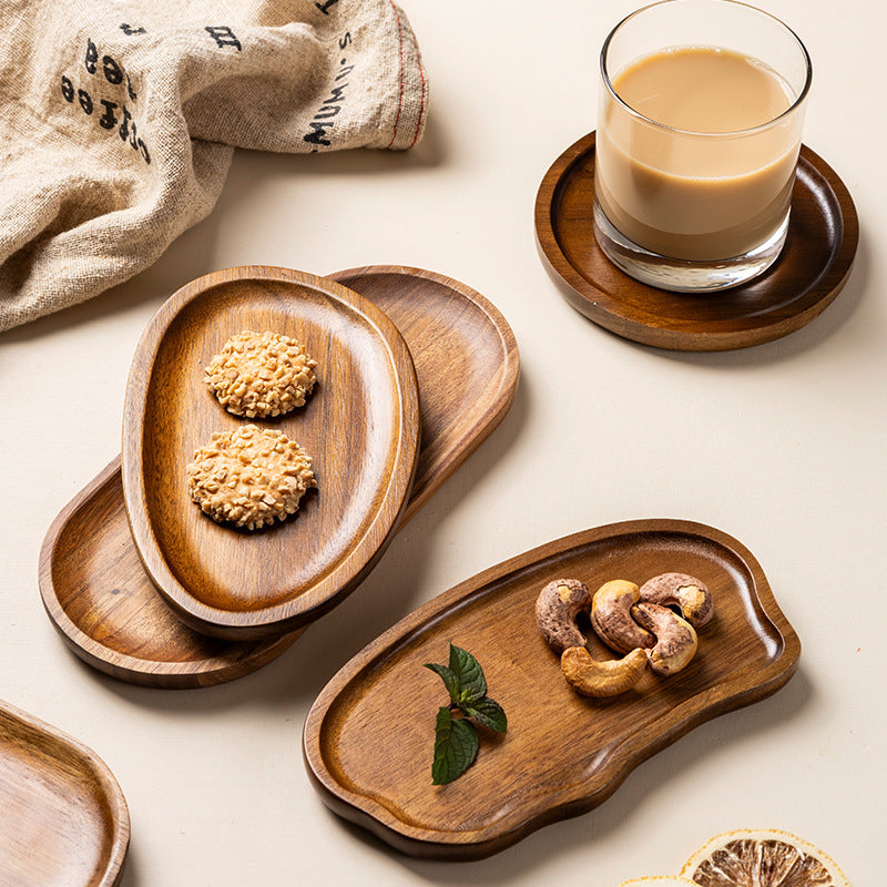Handcrafted Acacia Wood Japanese Multifunctional Tray for Coffee, Tea, Snacks